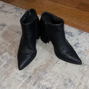 Black Faux Snakeskin Booties